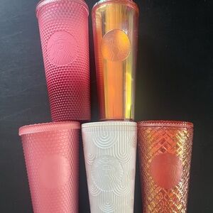 Set of 5 Starbucks Tumblers No straws, 16 and 24 oz sizes